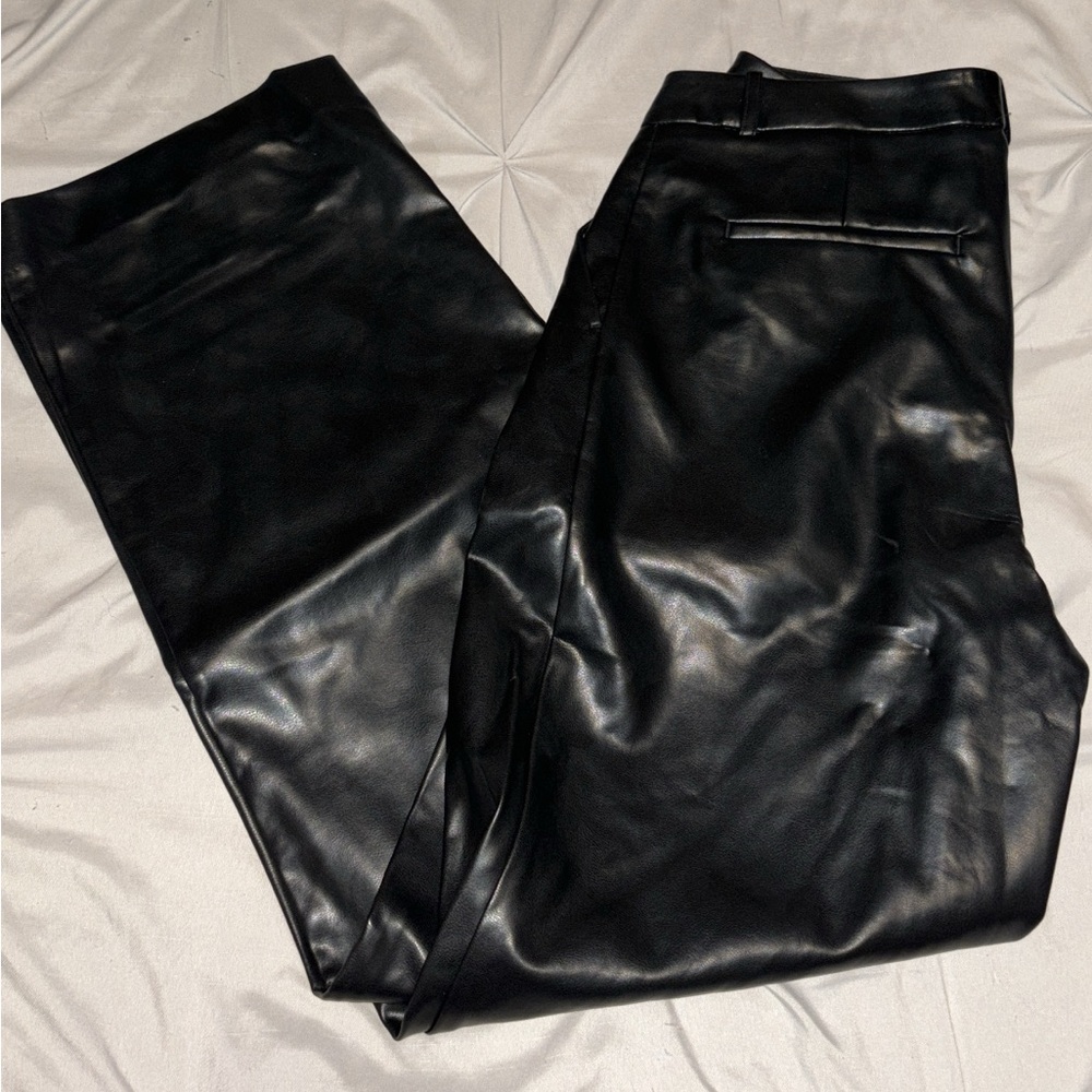 faux leather jeans